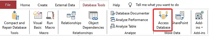 Access Split Database from the Menu