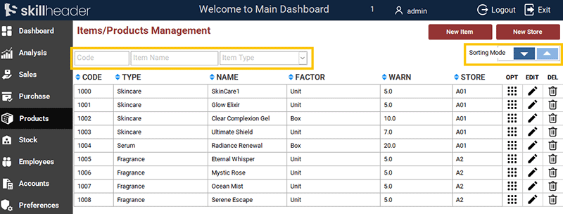 Filter and Sorting Form